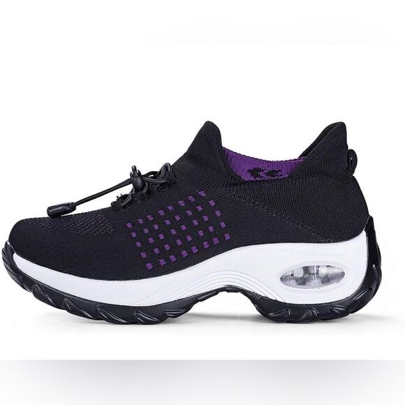 Shoes - Women's Walking Shoes Sock Sneakers - Mesh Easy Lace Air Cushion Platform Shoes